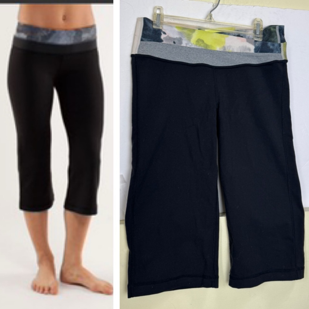 Lululemon Groove Crop Pants Watercolour Black 
Capri Pant Stretch Mid Rise